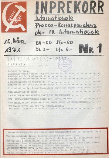 Umschlag, Inprekorr Nr. 1