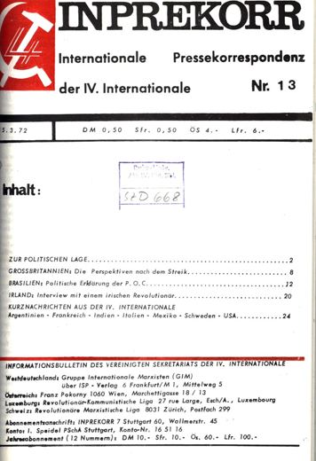 Umschlag, Inprekorr Nr. 13