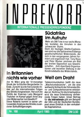 Umschlag, Inprekorr Nr. 168