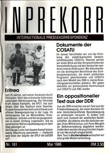 Umschlag, Inprekorr Nr. 181