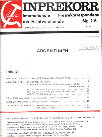 Umschlag, Inprekorr Nr. 25