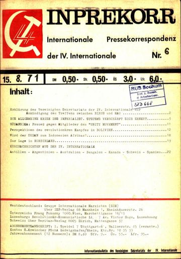 Umschlag, Inprekorr Nr. 6