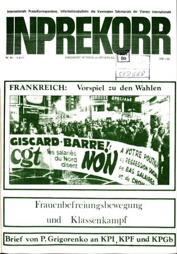 Umschlag, Inprekorr Nr. 81