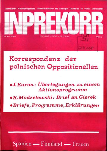 Umschlag, Inprekorr Nr. 82